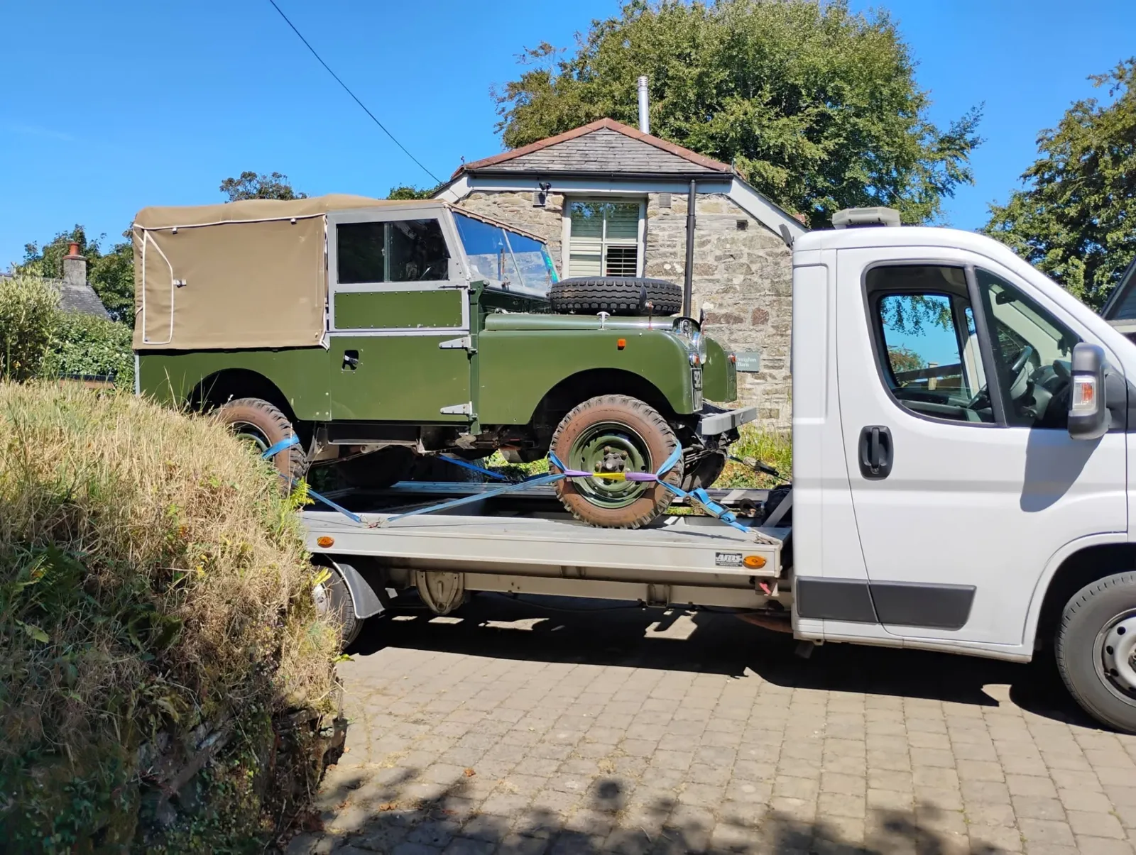 Classic green Land Rover Series 1 collected from a Welsh cottage